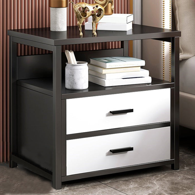 Modern Drawer Storage Nightstand 20 Inch H Imitation Wood Shelf Included Night Table Black-Gray 2 Clearhalo 'Bedroom Furniture' 'furn' 'furn_night_stand' 'Furniture' 'night_stand' 'Nightstands' 5592183