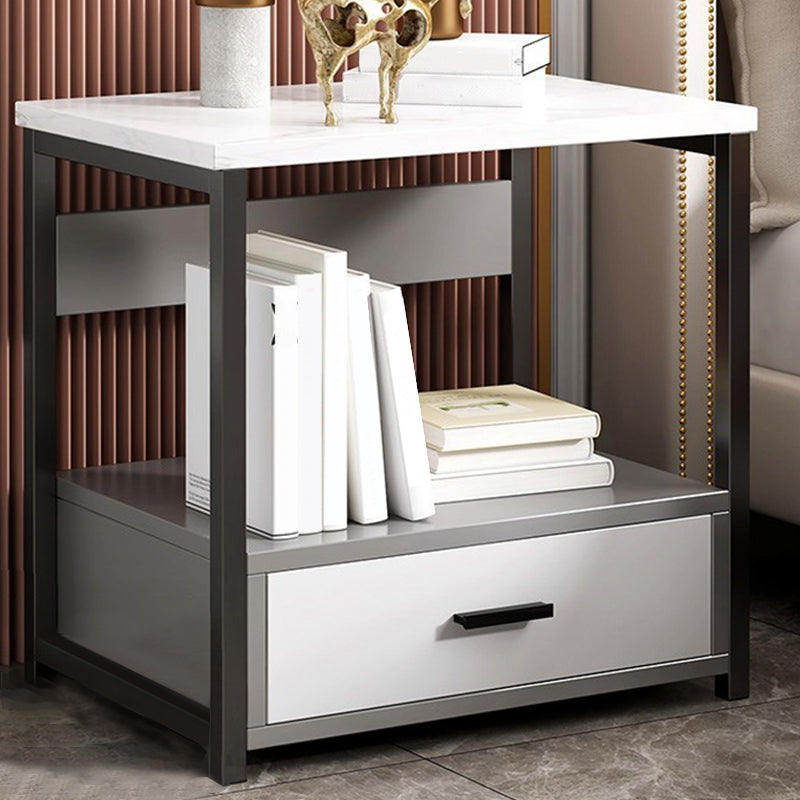 Modern Drawer Storage Nightstand 20 Inch H Imitation Wood Shelf Included Night Table Grey 1 Clearhalo 'Bedroom Furniture' 'furn' 'furn_night_stand' 'Furniture' 'night_stand' 'Nightstands' 5592184