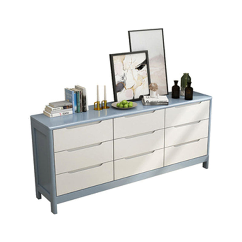Contemporary Solid Wood Storage Chest Matte Finish Bedroom Dresser 59"L x 16"W x 30"H Light Blue-White Clearhalo 'Bedroom Furniture' 'Dressers & Chests' 'dressers_chests' 'furn' 'furn_dressers_chests' 'Furniture' 5592282