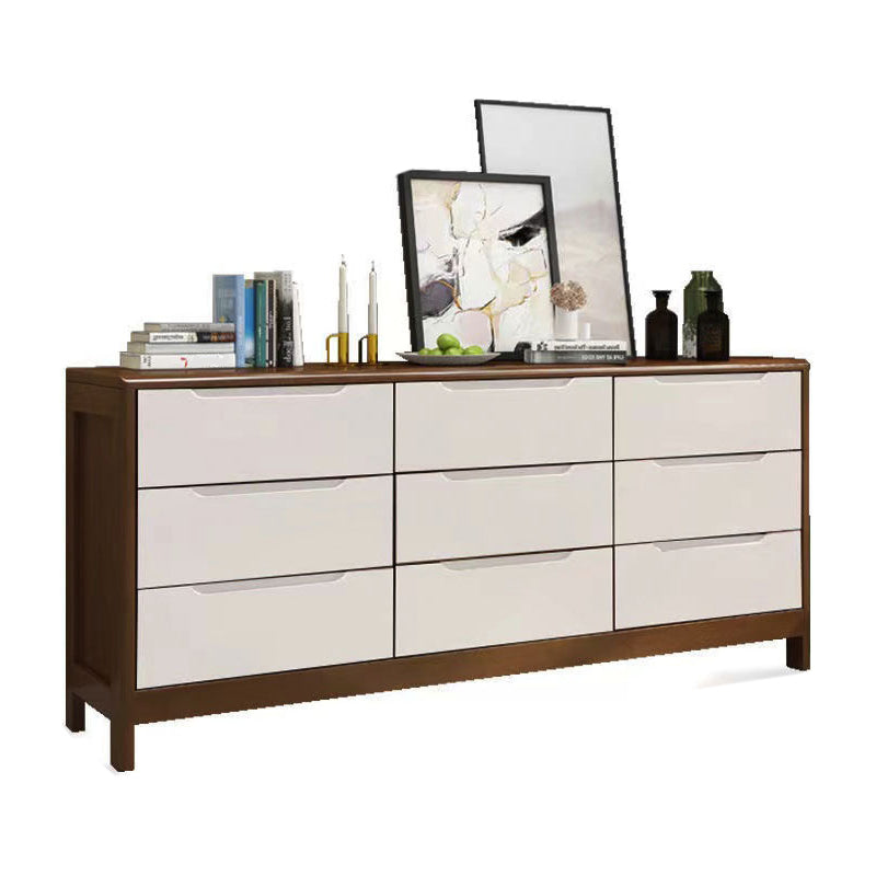 Contemporary Solid Wood Storage Chest Matte Finish Bedroom Dresser 59"L x 16"W x 30"H Walnut White Clearhalo 'Bedroom Furniture' 'Dressers & Chests' 'dressers_chests' 'furn' 'furn_dressers_chests' 'Furniture' 5592287