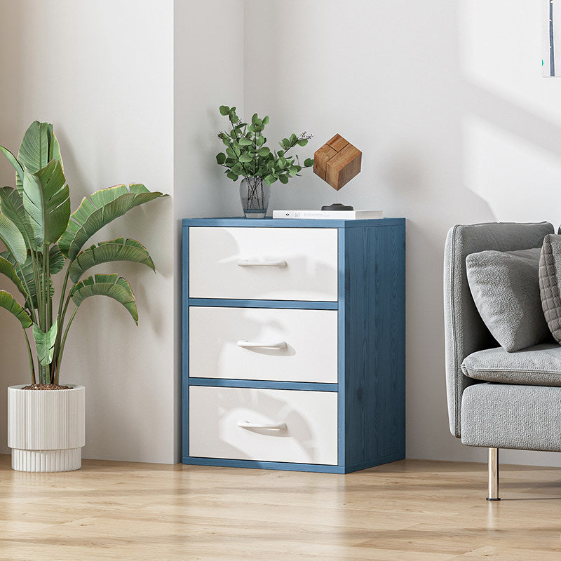 Contemporary Matte Finish Dresser Bedroom Wood Storage Chest 19"L x 12"W x 22"H White-Blue Clearhalo 'Bedroom Furniture' 'Dressers & Chests' 'dressers_chests' 'furn' 'furn_dressers_chests' 'Furniture' 5592464