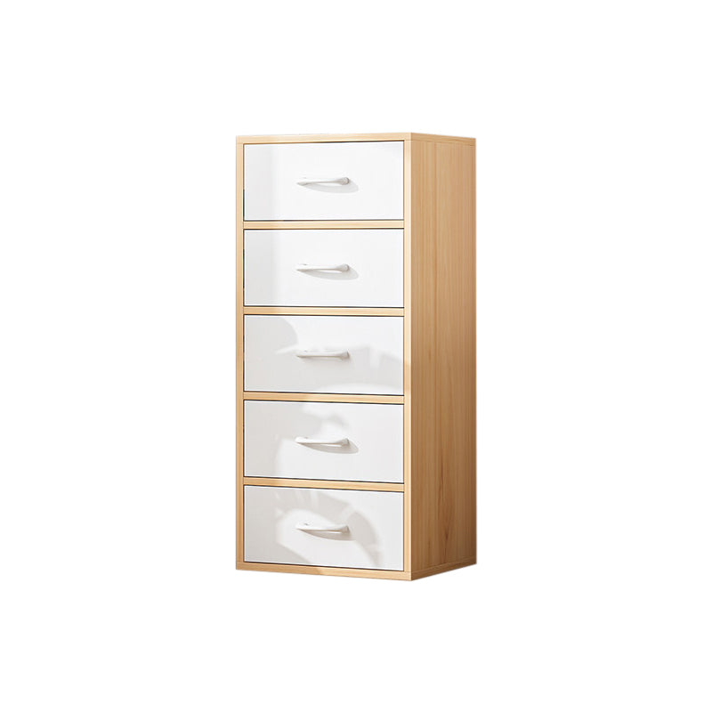 Contemporary Matte Finish Dresser Bedroom Wood Storage Chest 19"L x 12"W x 37"H Natural Wood White Clearhalo 'Bedroom Furniture' 'Dressers & Chests' 'dressers_chests' 'furn' 'furn_dressers_chests' 'Furniture' 5592477