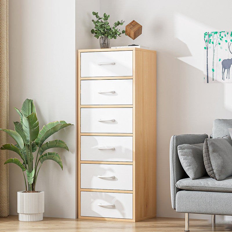 Contemporary Matte Finish Dresser Bedroom Wood Storage Chest 19"L x 12"W x 45"H Natural Wood White Clearhalo 'Bedroom Furniture' 'Dressers & Chests' 'dressers_chests' 'furn' 'furn_dressers_chests' 'Furniture' 5592483