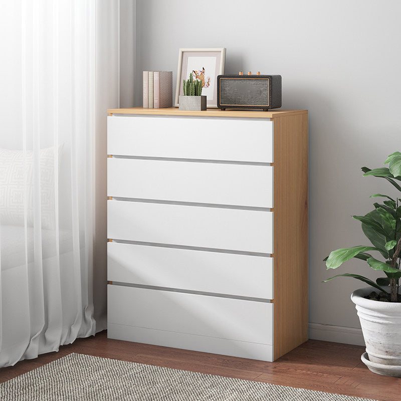 Contemporary Matte Finish Dresser Bedroom Wood Storage Chest 23.5"L x 13"W x 39"H Natural Wood White Clearhalo 'Bedroom Furniture' 'Dressers & Chests' 'dressers_chests' 'furn' 'furn_dressers_chests' 'Furniture' 5592490
