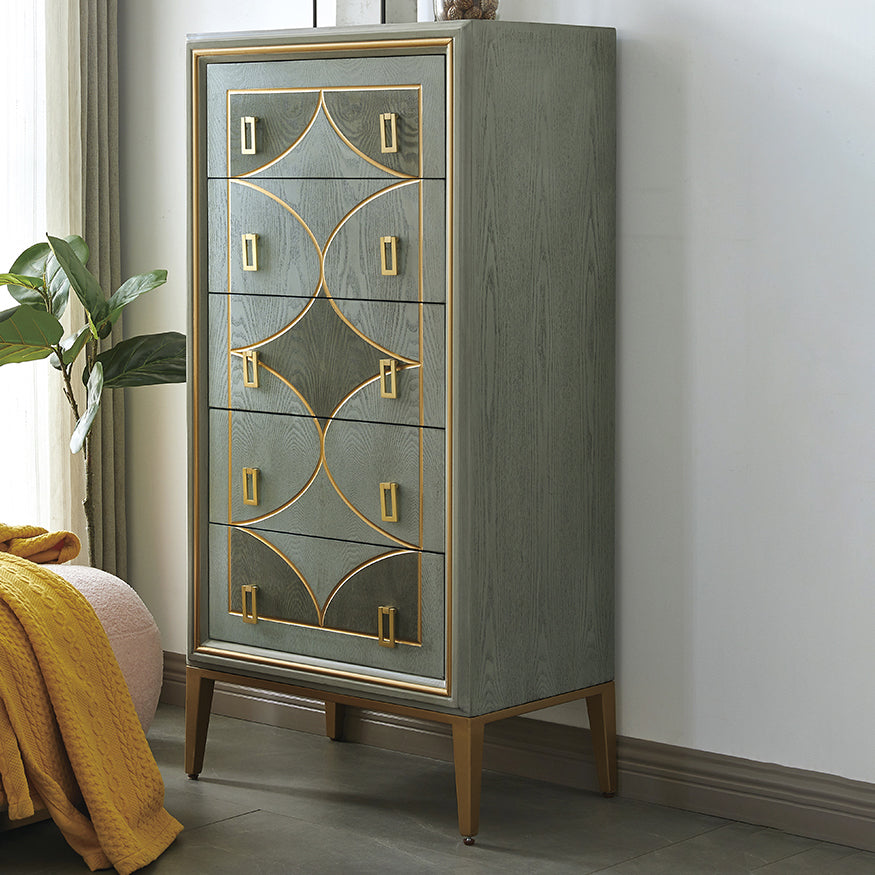 Boho houten bovenste kist met benen borst met laden voor slaapkamer