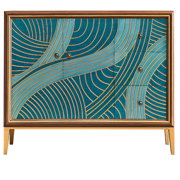 Boho houten bovenste kist met benen borst met laden voor slaapkamer