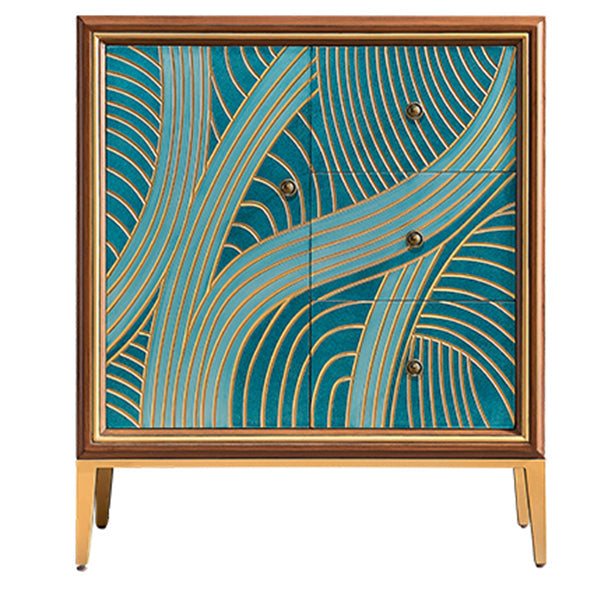 Boho houten bovenste kist met benen borst met laden voor slaapkamer