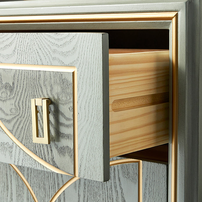 Boho houten bovenste kist met benen borst met laden voor slaapkamer