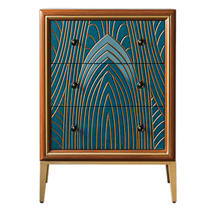 Boho houten bovenste kist met benen borst met laden voor slaapkamer