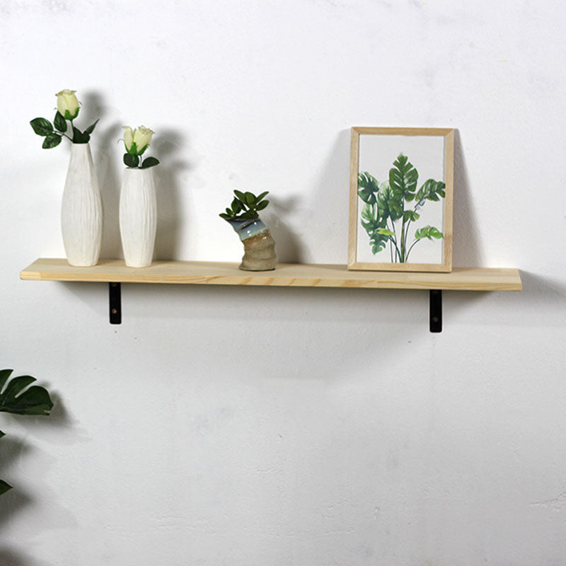 1 Shelf Floating Bookcase Natural Wood Closed Back Bookshelf 39.4"L x 7.9"W x 0.7"H Clearhalo 'Bookcases' 'furn' 'furn_bookcases' 'Furniture' 'Office Furniture' 5592737