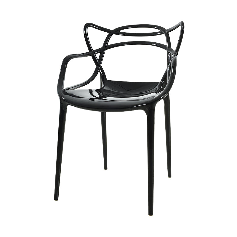 Scandinavian Arm Dining Chairs Plastic Low Back Dining Side Chair Black 1 Piece Clearhalo 'Dining Chairs' 'Dining Tables & Seating' 'dining_chair' 'furn' 'furn_dining_chair' 'Furniture' 'Kitchen & Dining Furniture' 5592825