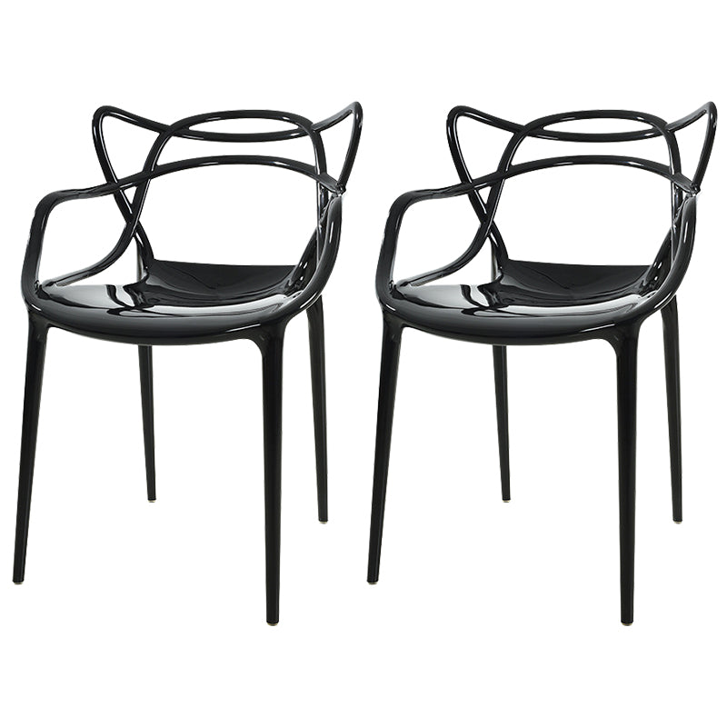 Scandinavian Arm Dining Chairs Plastic Low Back Dining Side Chair Black 2 Piece Set Clearhalo 'Dining Chairs' 'Dining Tables & Seating' 'dining_chair' 'furn' 'furn_dining_chair' 'Furniture' 'Kitchen & Dining Furniture' 5592827