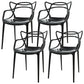 Scandinavian Arm Dining Chairs Plastic Low Back Dining Side Chair Black 4 Piece Set Clearhalo 'Dining Chairs' 'Dining Tables & Seating' 'dining_chair' 'furn' 'furn_dining_chair' 'Furniture' 'Kitchen & Dining Furniture' 5592828