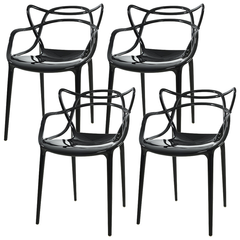 Scandinavian Arm Dining Chairs Plastic Low Back Dining Side Chair Black 4 Piece Set Clearhalo 'Dining Chairs' 'Dining Tables & Seating' 'dining_chair' 'furn' 'furn_dining_chair' 'Furniture' 'Kitchen & Dining Furniture' 5592828