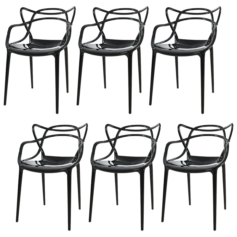 Scandinavian Arm Dining Chairs Plastic Low Back Dining Side Chair Black 6 Piece Set Clearhalo 'Dining Chairs' 'Dining Tables & Seating' 'dining_chair' 'furn' 'furn_dining_chair' 'Furniture' 'Kitchen & Dining Furniture' 5592830