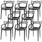 Scandinavian Arm Dining Chairs Plastic Low Back Dining Side Chair Black 8 Piece Set Clearhalo 'Dining Chairs' 'Dining Tables & Seating' 'dining_chair' 'furn' 'furn_dining_chair' 'Furniture' 'Kitchen & Dining Furniture' 5592833