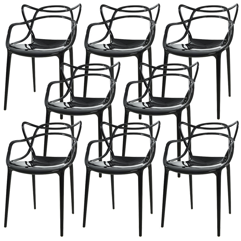 Scandinavian Arm Dining Chairs Plastic Low Back Dining Side Chair Black 8 Piece Set Clearhalo 'Dining Chairs' 'Dining Tables & Seating' 'dining_chair' 'furn' 'furn_dining_chair' 'Furniture' 'Kitchen & Dining Furniture' 5592833
