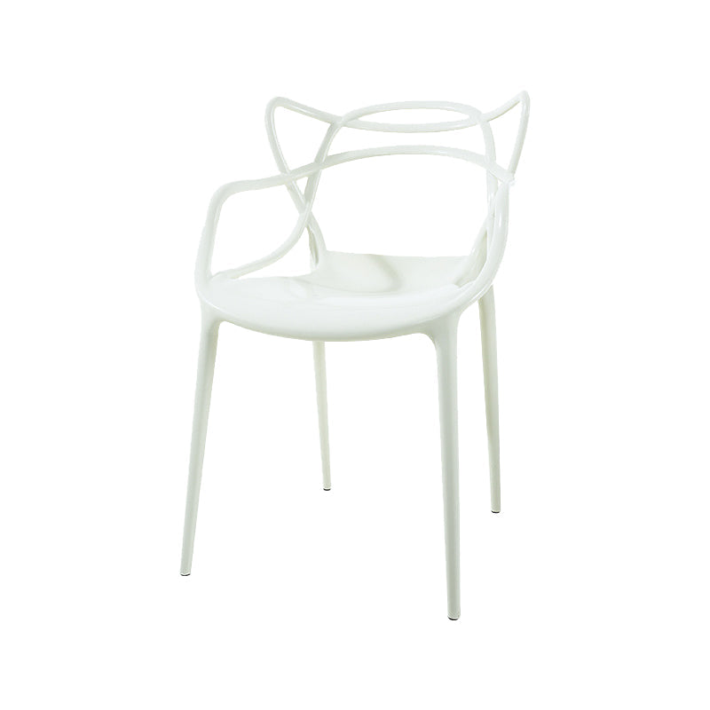 Scandinavian Arm Dining Chairs Plastic Low Back Dining Side Chair White 1 Piece Clearhalo 'Dining Chairs' 'Dining Tables & Seating' 'dining_chair' 'furn' 'furn_dining_chair' 'Furniture' 'Kitchen & Dining Furniture' 5592834