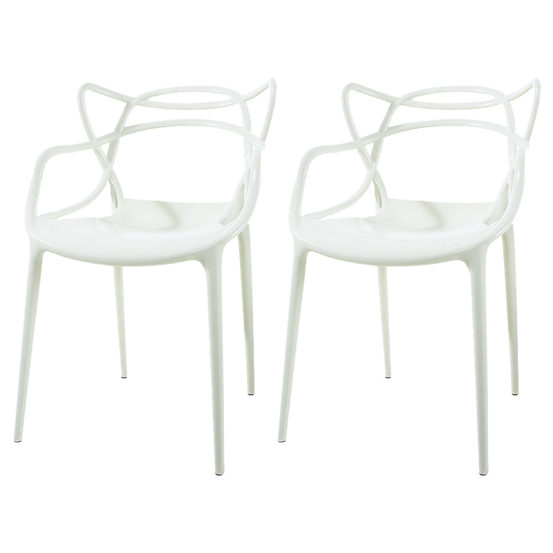 Scandinavian Arm Dining Chairs Plastic Low Back Dining Side Chair White 2 Piece Set Clearhalo 'Dining Chairs' 'Dining Tables & Seating' 'dining_chair' 'furn' 'furn_dining_chair' 'Furniture' 'Kitchen & Dining Furniture' 5592837