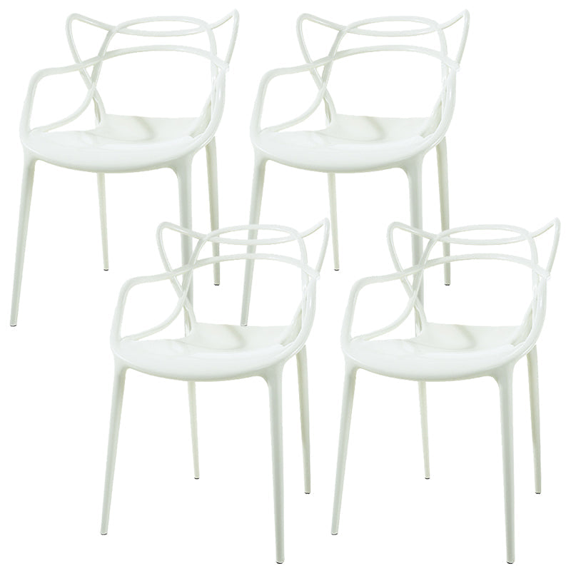 Scandinavian Arm Dining Chairs Plastic Low Back Dining Side Chair White 4 Piece Set Clearhalo 'Dining Chairs' 'Dining Tables & Seating' 'dining_chair' 'furn' 'furn_dining_chair' 'Furniture' 'Kitchen & Dining Furniture' 5592839