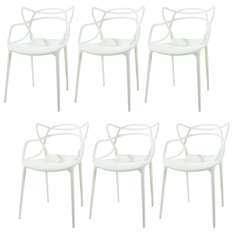 Scandinavian Arm Dining Chairs Plastic Low Back Dining Side Chair White 6 Piece Set Clearhalo 'Dining Chairs' 'Dining Tables & Seating' 'dining_chair' 'furn' 'furn_dining_chair' 'Furniture' 'Kitchen & Dining Furniture' 5592840