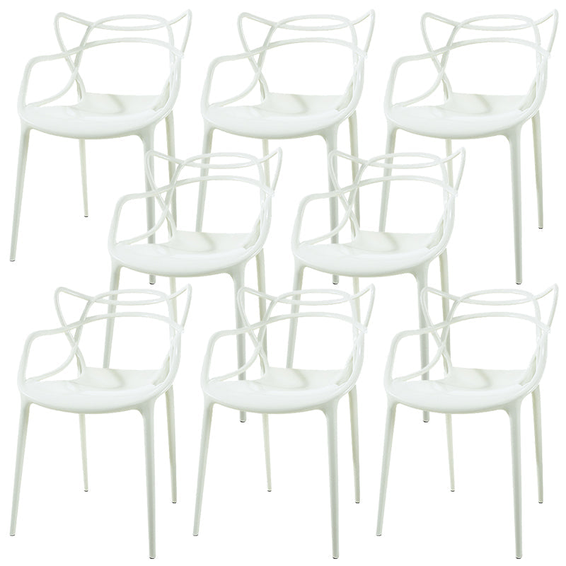 Scandinavian Arm Dining Chairs Plastic Low Back Dining Side Chair White 8 Piece Set Clearhalo 'Dining Chairs' 'Dining Tables & Seating' 'dining_chair' 'furn' 'furn_dining_chair' 'Furniture' 'Kitchen & Dining Furniture' 5592842