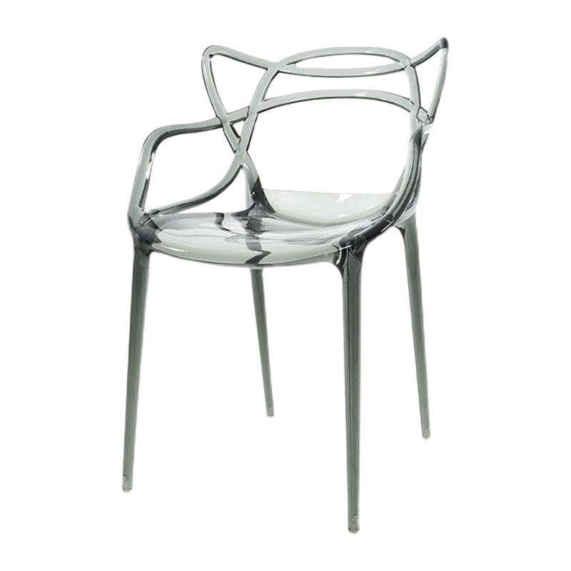 Scandinavian Arm Dining Chairs Plastic Low Back Dining Side Chair Clear 1 Piece Clearhalo 'Dining Chairs' 'Dining Tables & Seating' 'dining_chair' 'furn' 'furn_dining_chair' 'Furniture' 'Kitchen & Dining Furniture' 5592845