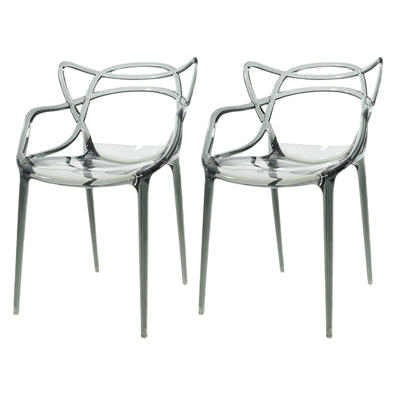 Scandinavian Arm Dining Chairs Plastic Low Back Dining Side Chair Clear 2 Piece Set Clearhalo 'Dining Chairs' 'Dining Tables & Seating' 'dining_chair' 'furn' 'furn_dining_chair' 'Furniture' 'Kitchen & Dining Furniture' 5592847