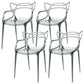 Scandinavian Arm Dining Chairs Plastic Low Back Dining Side Chair Clear 4 Piece Set Clearhalo 'Dining Chairs' 'Dining Tables & Seating' 'dining_chair' 'furn' 'furn_dining_chair' 'Furniture' 'Kitchen & Dining Furniture' 5592848