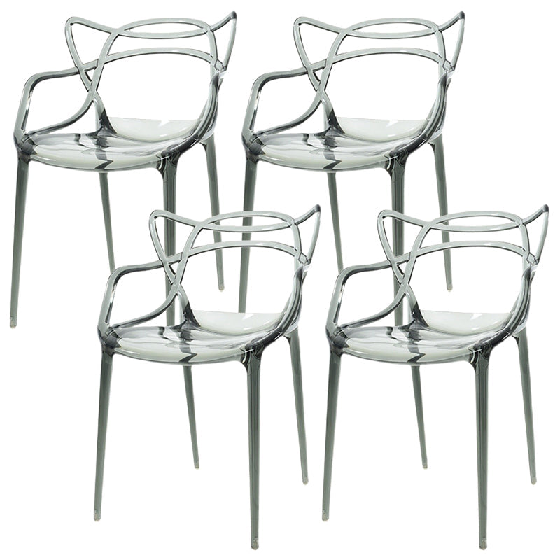 Scandinavian Arm Dining Chairs Plastic Low Back Dining Side Chair Clear 4 Piece Set Clearhalo 'Dining Chairs' 'Dining Tables & Seating' 'dining_chair' 'furn' 'furn_dining_chair' 'Furniture' 'Kitchen & Dining Furniture' 5592848