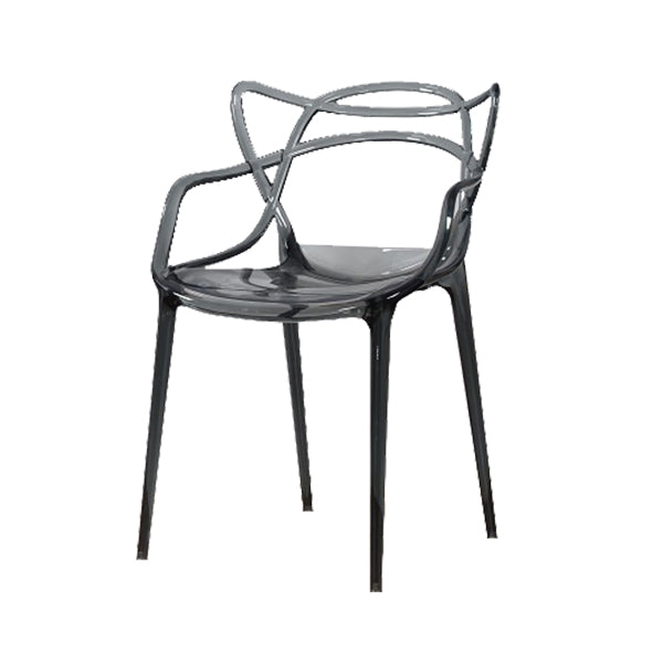 Scandinavian Arm Dining Chairs Plastic Low Back Dining Side Chair Clear-Grey 1 Piece Clearhalo 'Dining Chairs' 'Dining Tables & Seating' 'dining_chair' 'furn' 'furn_dining_chair' 'Furniture' 'Kitchen & Dining Furniture' 5592851