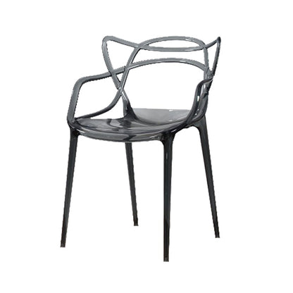 Scandinavian Arm Dining Chairs Plastic Low Back Dining Side Chair Clear-Grey 1 Piece Clearhalo 'Dining Chairs' 'Dining Tables & Seating' 'dining_chair' 'furn' 'furn_dining_chair' 'Furniture' 'Kitchen & Dining Furniture' 5592851