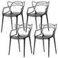 Scandinavian Arm Dining Chairs Plastic Low Back Dining Side Chair Clear-Grey 4 Piece Set Clearhalo 'Dining Chairs' 'Dining Tables & Seating' 'dining_chair' 'furn' 'furn_dining_chair' 'Furniture' 'Kitchen & Dining Furniture' 5592853