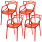 Scandinavian Arm Dining Chairs Plastic Low Back Dining Side Chair Clear-Red 4 Piece Set Clearhalo 'Dining Chairs' 'Dining Tables & Seating' 'dining_chair' 'furn' 'furn_dining_chair' 'Furniture' 'Kitchen & Dining Furniture' 5592858