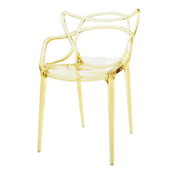 Scandinavian Arm Dining Chairs Plastic Low Back Dining Side Chair Clear Yellow 1 Piece Clearhalo 'Dining Chairs' 'Dining Tables & Seating' 'dining_chair' 'furn' 'furn_dining_chair' 'Furniture' 'Kitchen & Dining Furniture' 5592861
