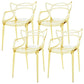 Scandinavian Arm Dining Chairs Plastic Low Back Dining Side Chair Clear Yellow 4 Piece Set Clearhalo 'Dining Chairs' 'Dining Tables & Seating' 'dining_chair' 'furn' 'furn_dining_chair' 'Furniture' 'Kitchen & Dining Furniture' 5592863