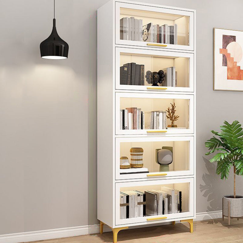 Modern Engineered Wood Bookcase White Standard Shelf with Door 23.6"L x 13.9"W x 78.6"H White Clearhalo 'Bookcases' 'furn' 'furn_bookcases' 'Furniture' 'Office Furniture' 5592956