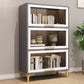 Modern Engineered Wood Bookcase White Standard Shelf with Door 31"L x 14"W x 49"H Grey Clearhalo 'Bookcases' 'furn' 'furn_bookcases' 'Furniture' 'Office Furniture' 5592960