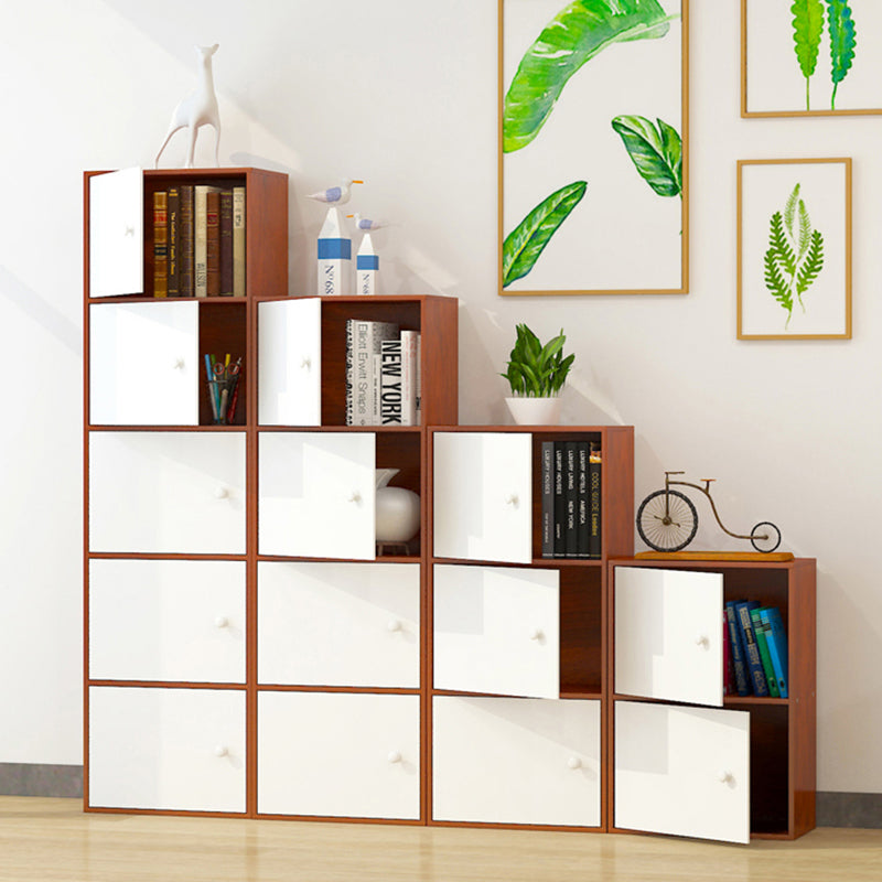 Modem Bookcase Engineered Wood Standard Bookshelf with Doors