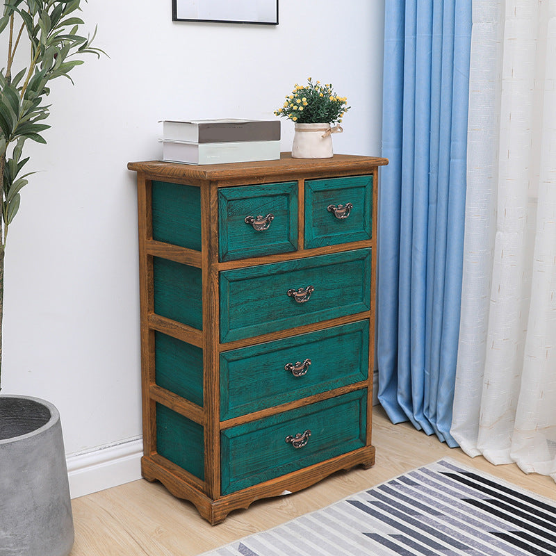 Traditional Matte Finish Storage Chest Bedroom Solid Wood Dresser 19.7"L x 11.8"W x 29.1"H Coffee Green Clearhalo 'Bedroom Furniture' 'Dressers & Chests' 'dressers_chests' 'furn' 'furn_dressers_chests' 'Furniture' 5593009