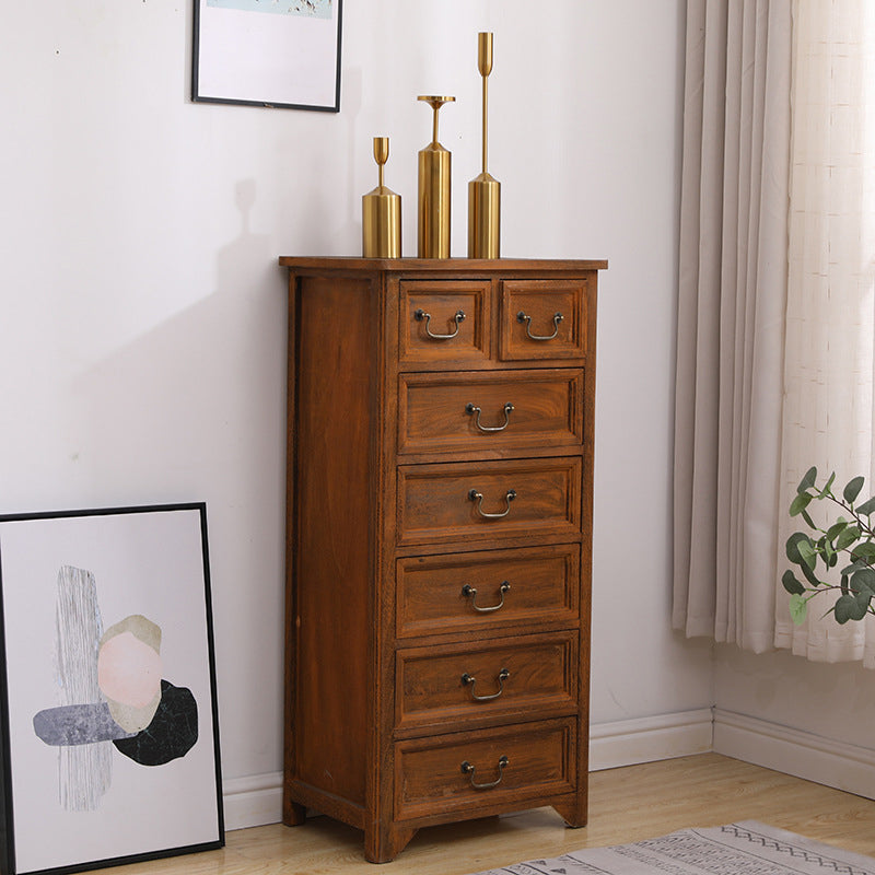Traditional Matte Finish Storage Chest Bedroom Solid Wood Dresser 19.7"L x 13.8"W x 40.6"H Coffee Clearhalo 'Bedroom Furniture' 'Dressers & Chests' 'dressers_chests' 'furn' 'furn_dressers_chests' 'Furniture' 5593022
