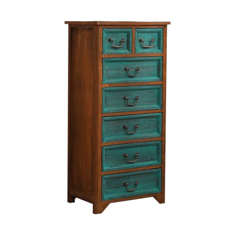 Traditional Matte Finish Storage Chest Bedroom Solid Wood Dresser 19.7"L x 13.8"W x 40.6"H Coffee Green Clearhalo 'Bedroom Furniture' 'Dressers & Chests' 'dressers_chests' 'furn' 'furn_dressers_chests' 'Furniture' 5593024