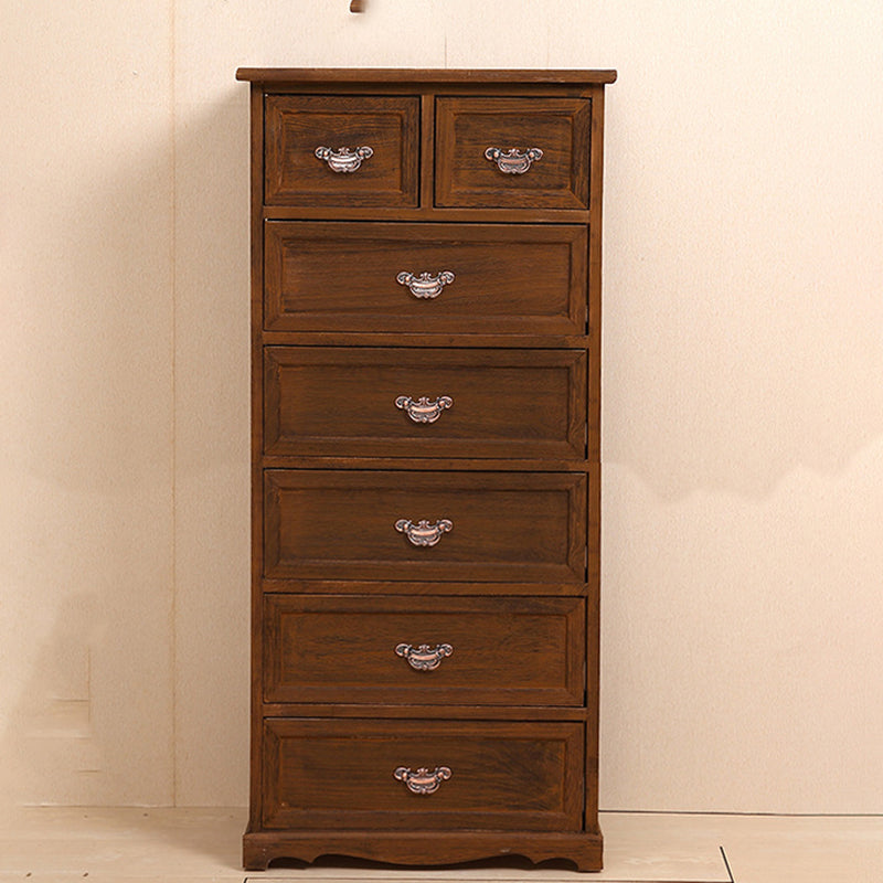 Traditional Matte Finish Storage Chest Bedroom Solid Wood Dresser 19.7"L x 11.8"W x 41.7"H Coffee Clearhalo 'Bedroom Furniture' 'Dressers & Chests' 'dressers_chests' 'furn' 'furn_dressers_chests' 'Furniture' 5593026