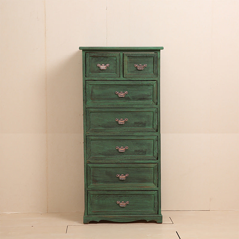 Traditional Matte Finish Storage Chest Bedroom Solid Wood Dresser 19.7"L x 11.8"W x 41.7"H Dark Green Clearhalo 'Bedroom Furniture' 'Dressers & Chests' 'dressers_chests' 'furn' 'furn_dressers_chests' 'Furniture' 5593028