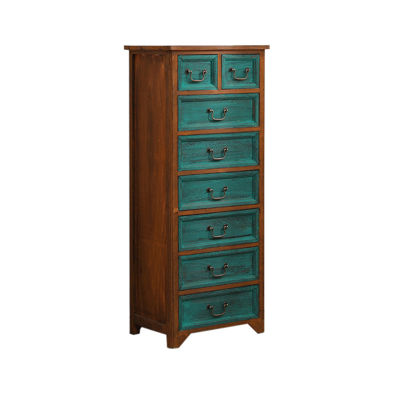 Traditional Matte Finish Storage Chest Bedroom Solid Wood Dresser 19.7"L x 13.8"W x 46.5"H Coffee Green Clearhalo 'Bedroom Furniture' 'Dressers & Chests' 'dressers_chests' 'furn' 'furn_dressers_chests' 'Furniture' 5593030