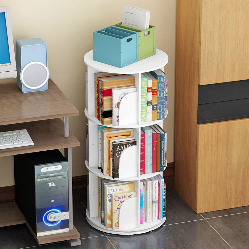 現代の白い本棚コーナー長方形の棚付きのエンジニアリング木製の本棚