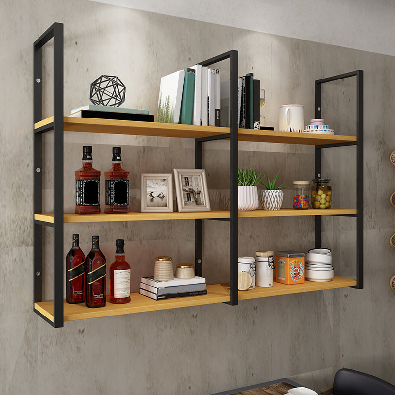 Wall Mounted Storage Bookshelf Industrial Floating Bookcase with Rectangle Shelves