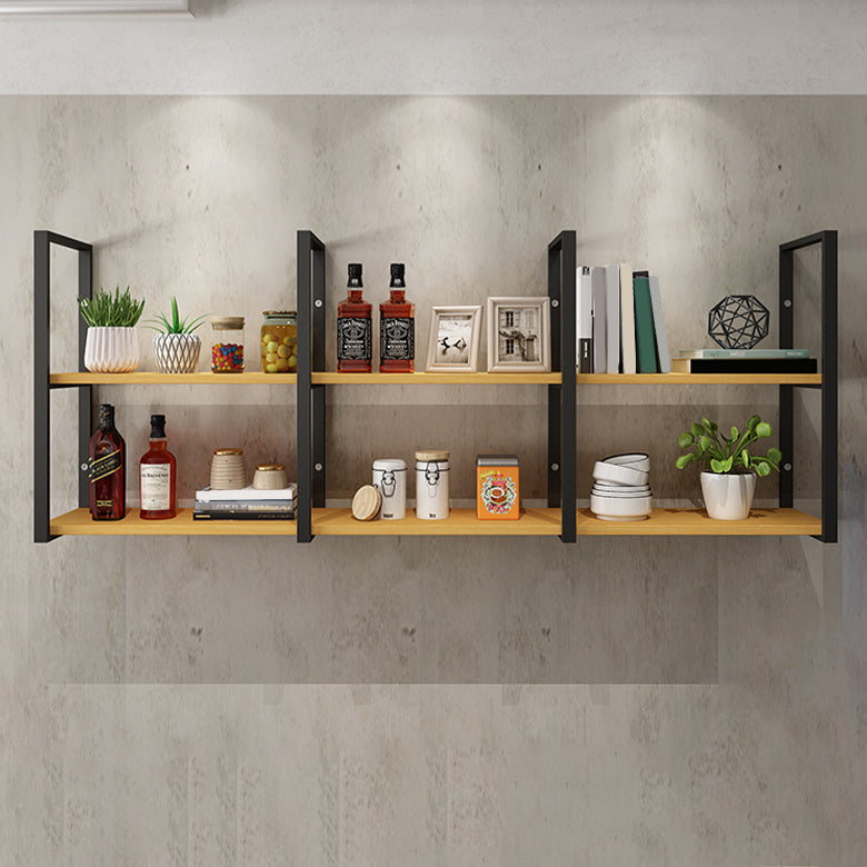 Wall Mounted Storage Bookshelf Industrial Floating Bookcase with Rectangle Shelves