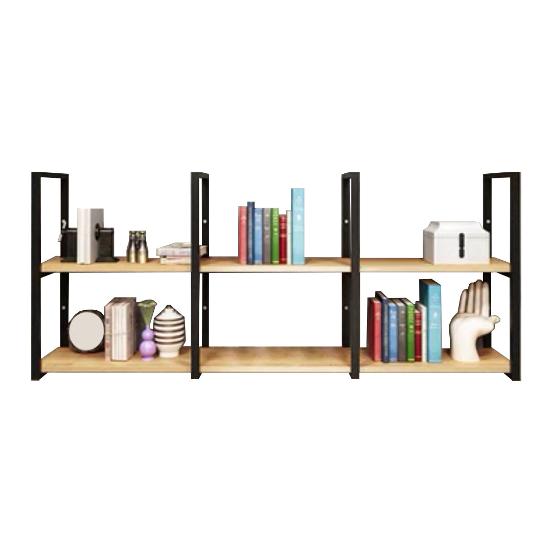 Wall Mounted Storage Bookshelf Industrial Floating Bookcase with Rectangle Shelves