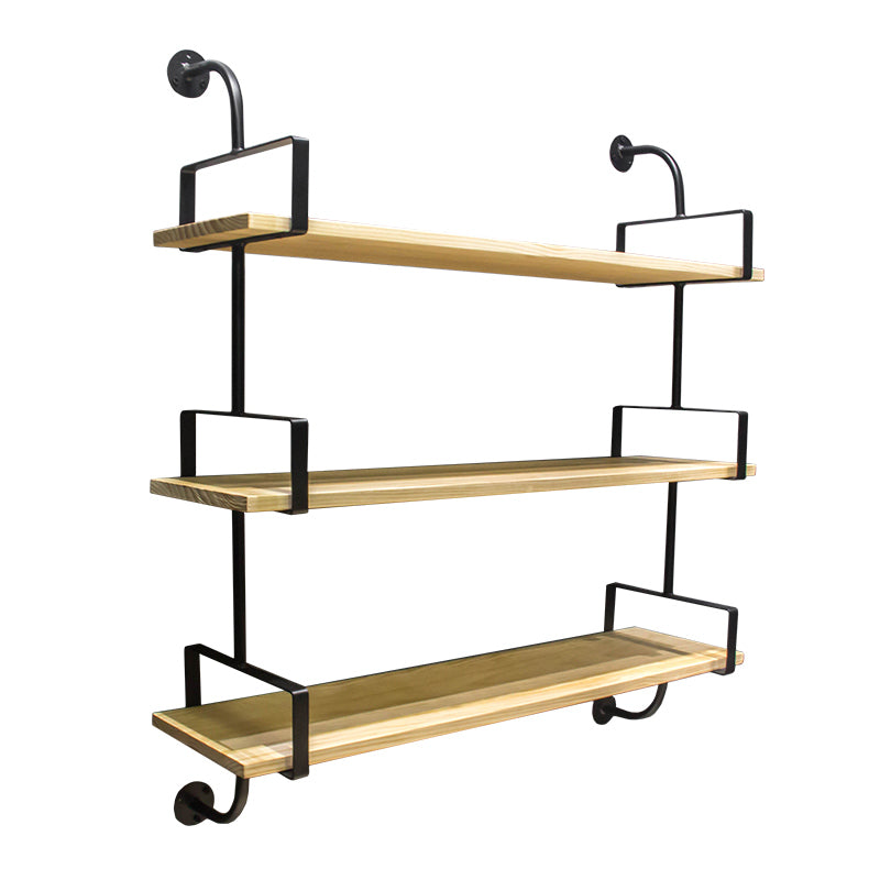 Industrial Wooden Floating Bookshelf Home Wall Mounted Bookcase
